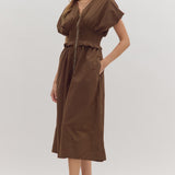 CAT MIDI DRESS BROWN