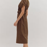 CAT MIDI DRESS BROWN