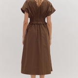 CAT MIDI DRESS BROWN