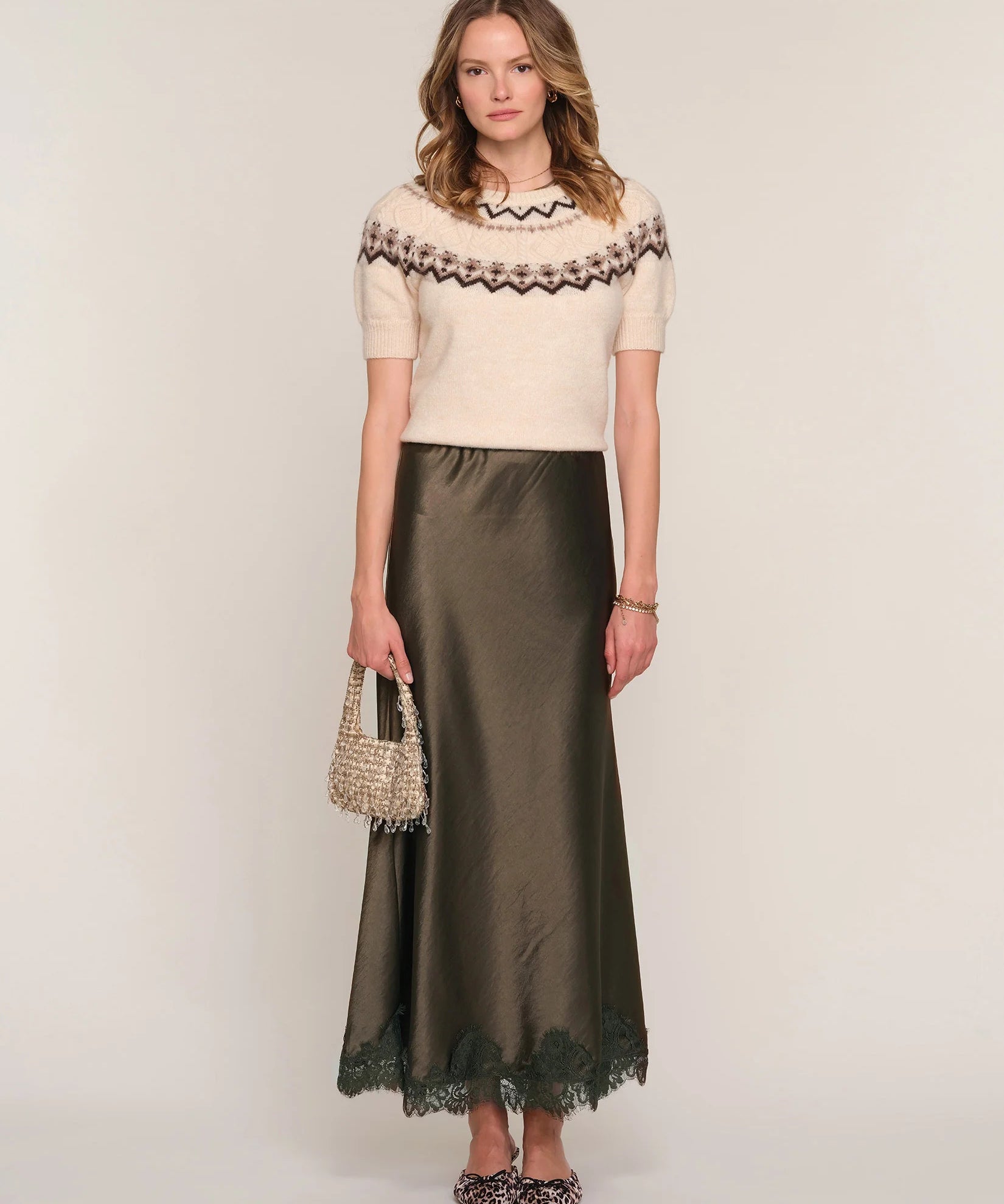 Mara Lace Skirt Olive