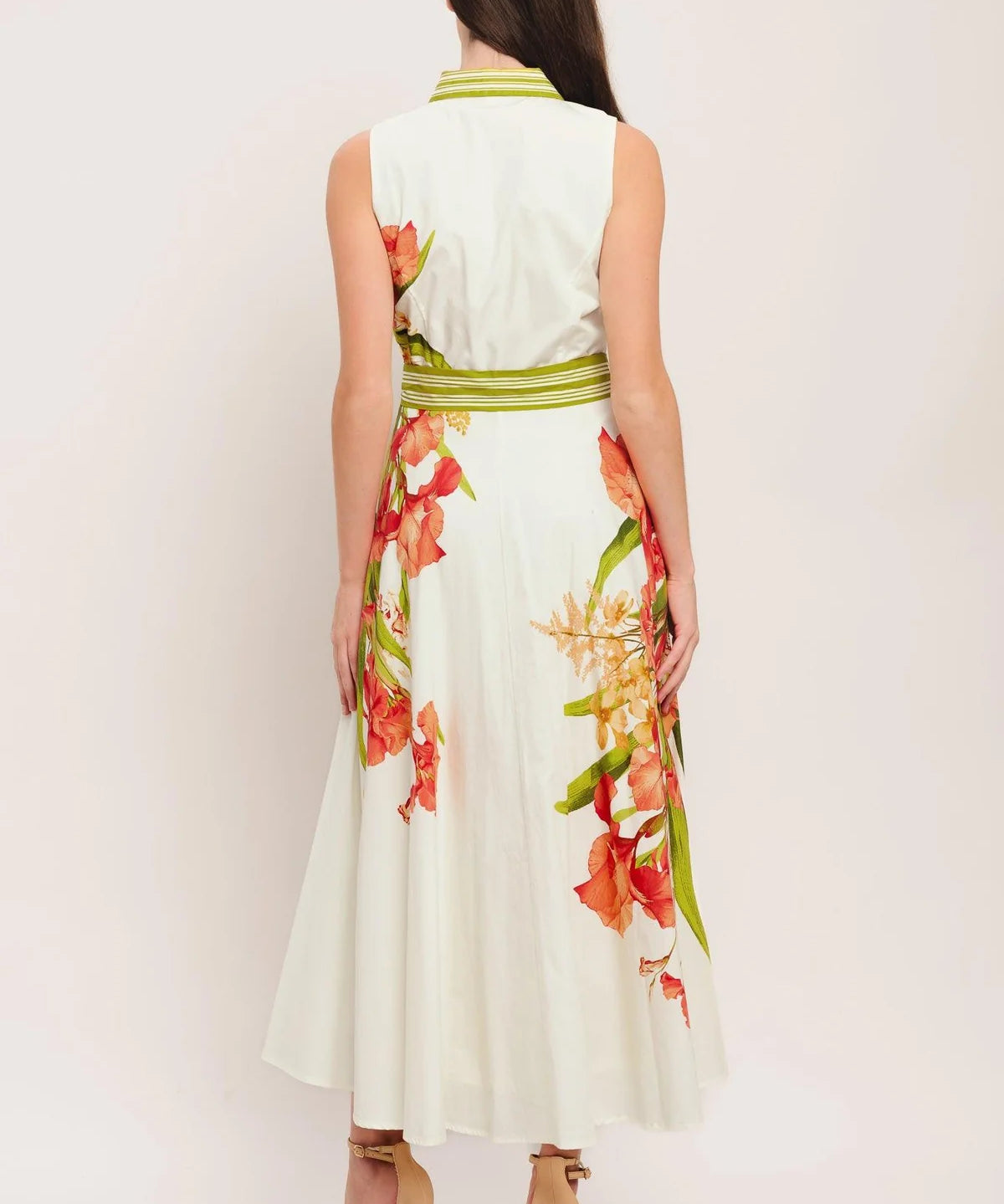 PRINTED WOVEN MIDI DRESS