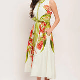 PRINTED WOVEN MIDI DRESS
