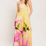 STRAPLESS PRINTED MAXI DRESS