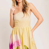 STRAPLESS PRINTED MAXI DRESS
