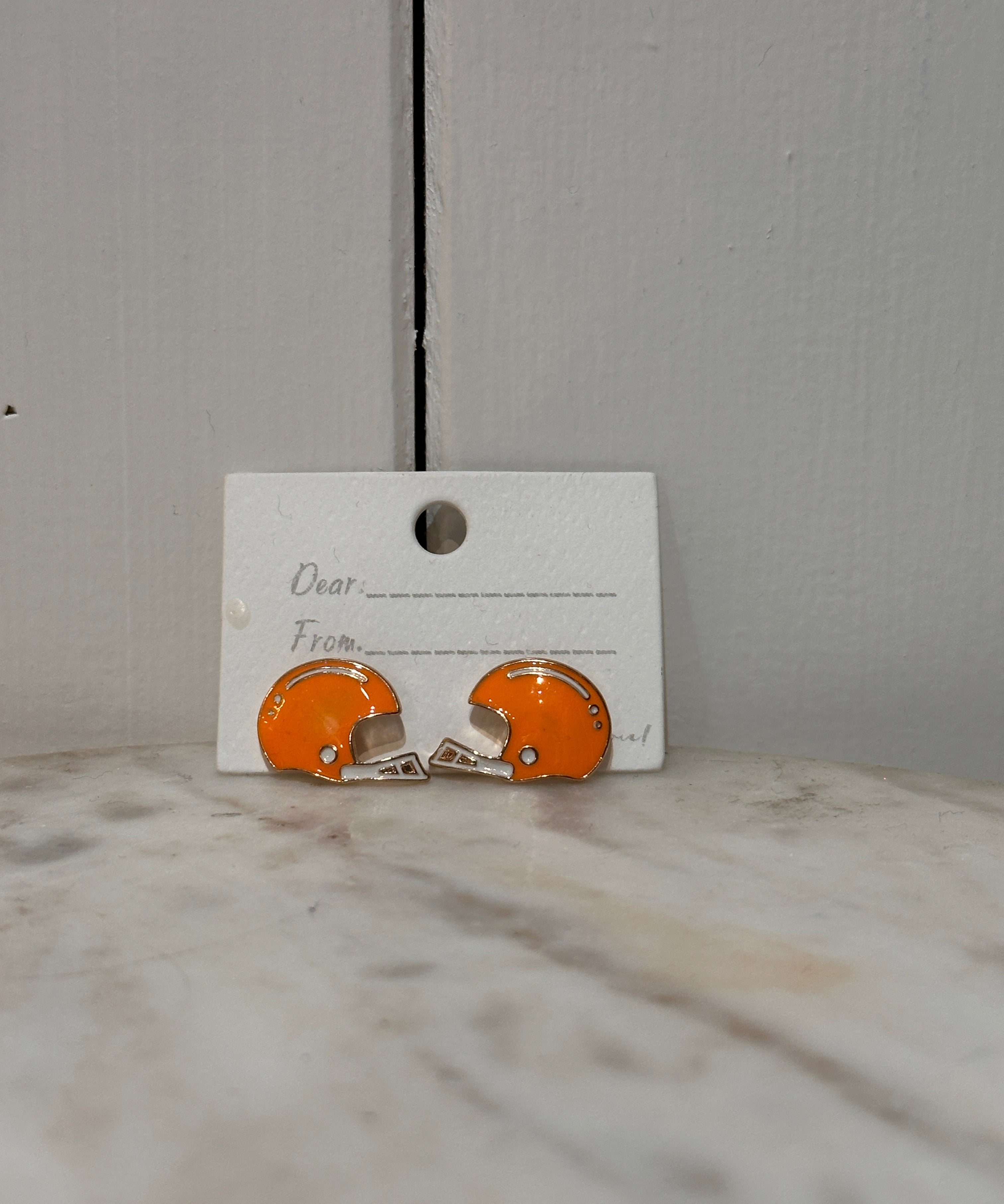Football Helmet Stud Earring ORANGE
