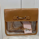 CLEAR BAG W/HARNESS CAMEL