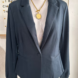 Navy Knit Blazer s/fitted Stripe Cuff