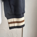 Navy Knit Blazer s/fitted Stripe Cuff