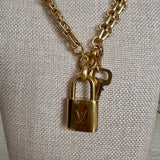 Basketweave LV Lock Necklace