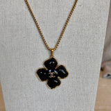 Chanel Black Flower Necklace