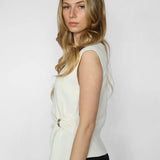 SLVLESS WRAP KNIT TOP WHITE