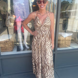 PATTERN TANK DRESS BROWN