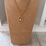 Gold Oval Pendant Necklace