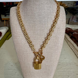 Basketweave LV Lock Necklace
