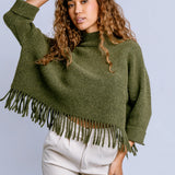 FRINGE MOCK NECK SWEAER