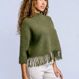 FRINGE MOCK NECK SWEAER