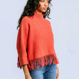 FRINGE MOCK NECK SWEAER