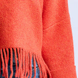 FRINGE MOCK NECK SWEAER