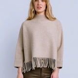 FRINGE MOCK NECK SWEAER