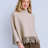 FRINGE MOCK NECK SWEAER