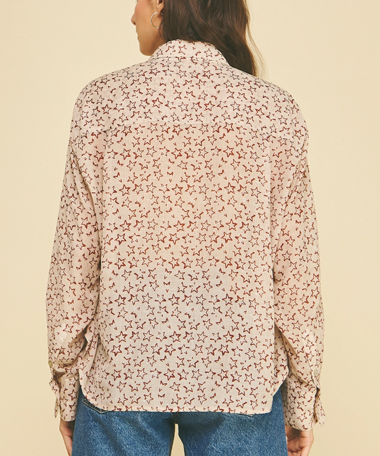 Star Print Button Down