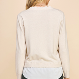 V-Neck Knit Woven Top