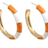 Orange White Gold Hoops
