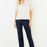 Soft Suede Vneck Top Beige