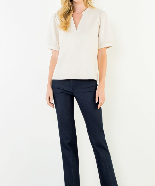 Soft Suede Vneck Top Beige