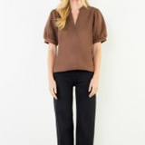 Soft Suede VNeck Top Brown
