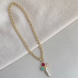 Multi-Stone Cross Loop Necklace