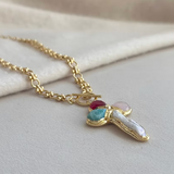 Multi-Stone Cross Loop Necklace