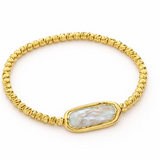 Beam Stretch Bracelet with Rectangle Pearl