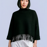 FRINGE MOCK NECK SWEAER