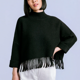 FRINGE MOCK NECK SWEAER