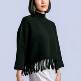 FRINGE MOCK NECK SWEAER