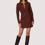 Suede Mini Dress w Buckle Detail