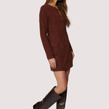Suede Mini Dress w Buckle Detail