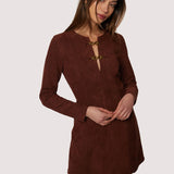 Suede Mini Dress w Buckle Detail
