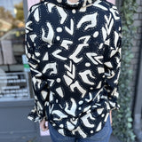ABSTRACT BUTTON UP BLOUSE
