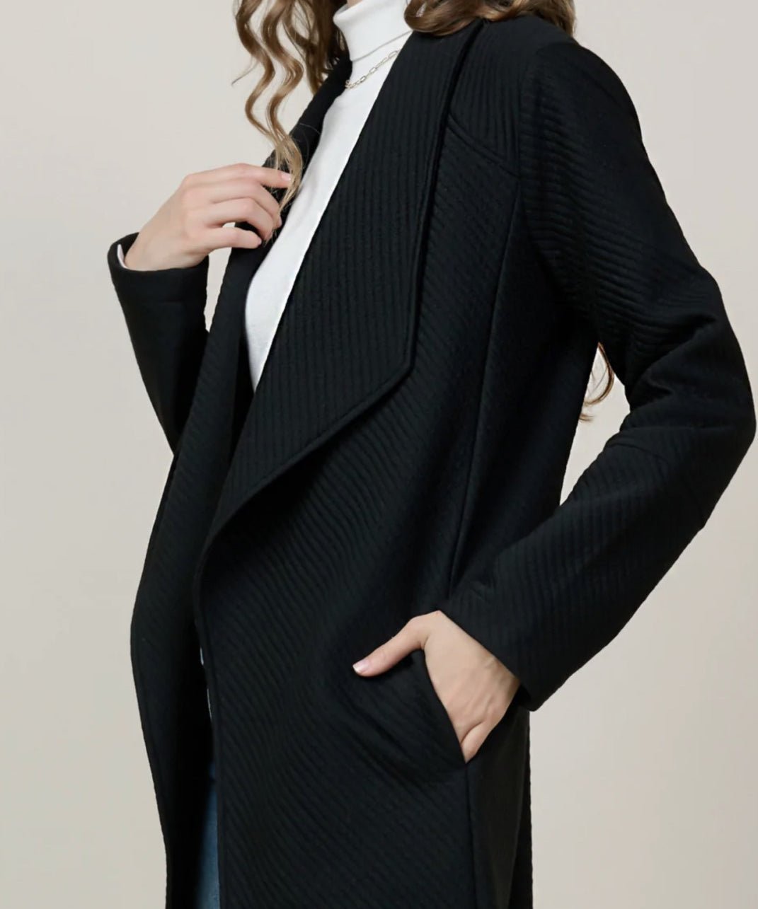 OPEN FRONT KNIT CARDIGAN