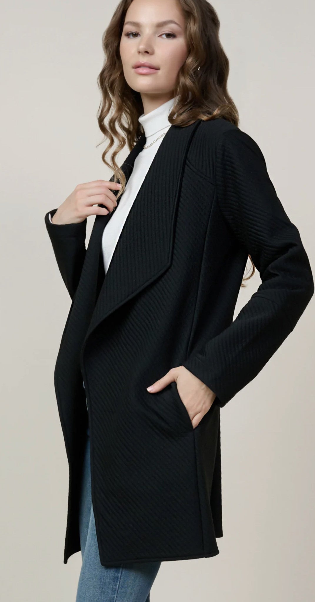 OPEN FRONT KNIT CARDIGAN