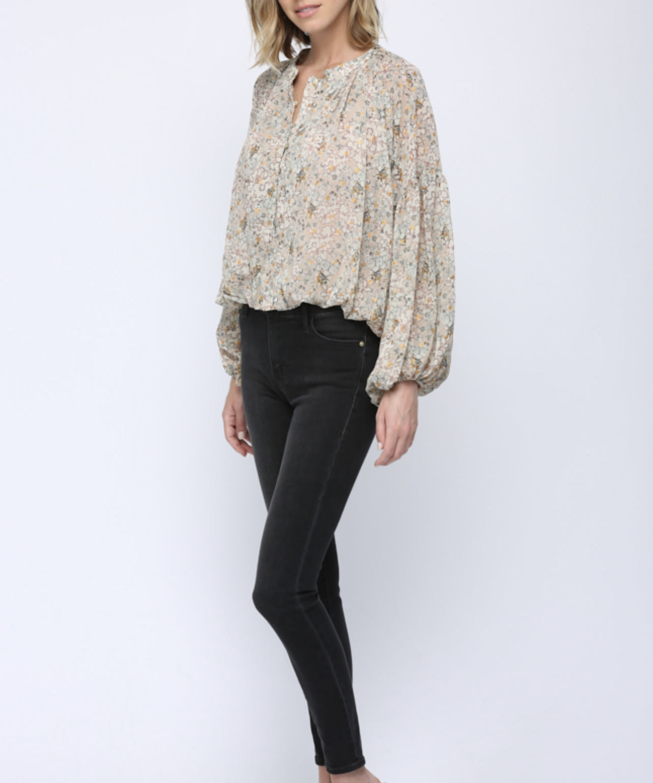 LUREX FLORAL PRINT BLOUSE