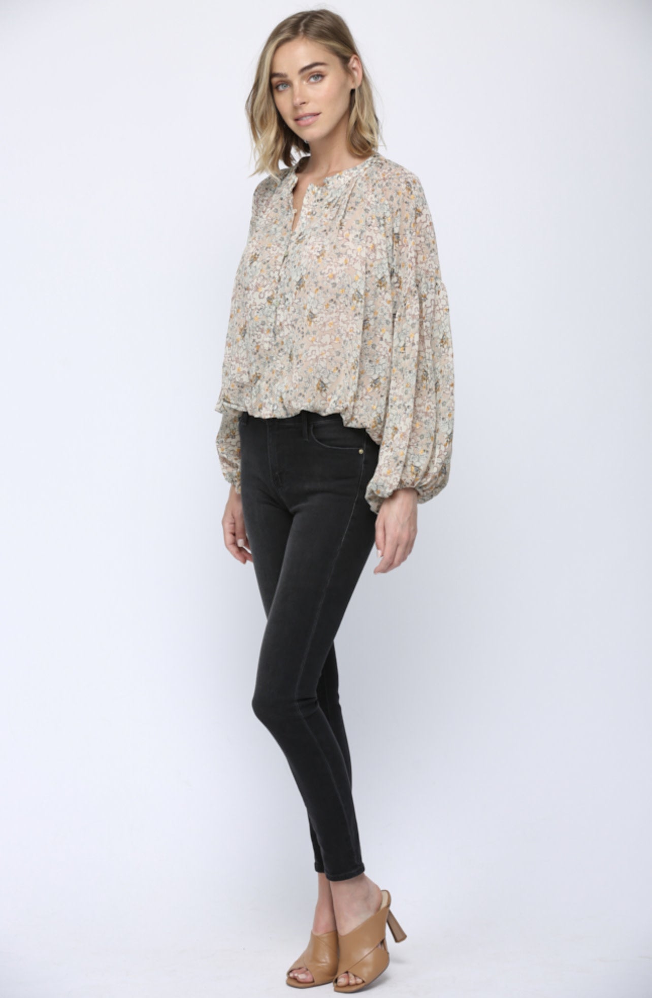 LUREX FLORAL PRINT BLOUSE