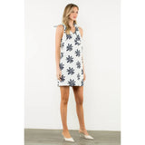 TIE STRAP VNECK PRINT DRESS
