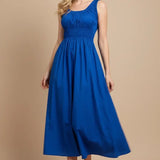 POPLIN A LINE MIDI DRESS