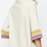 MOCK NECK BELL SLV W/STRIPES