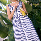 STRIPED MIDI DRESS