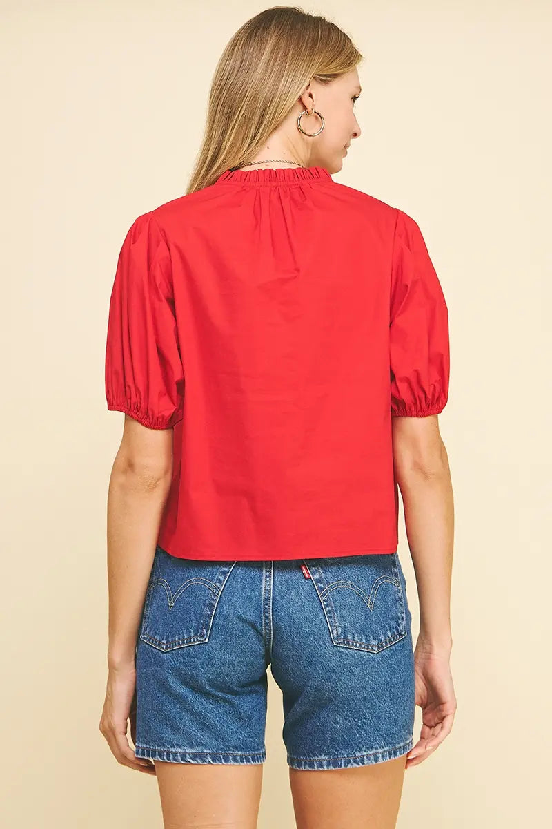 RUFFLE COLLAR POPLIN TOP