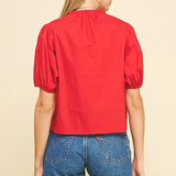 RUFFLE COLLAR POPLIN TOP